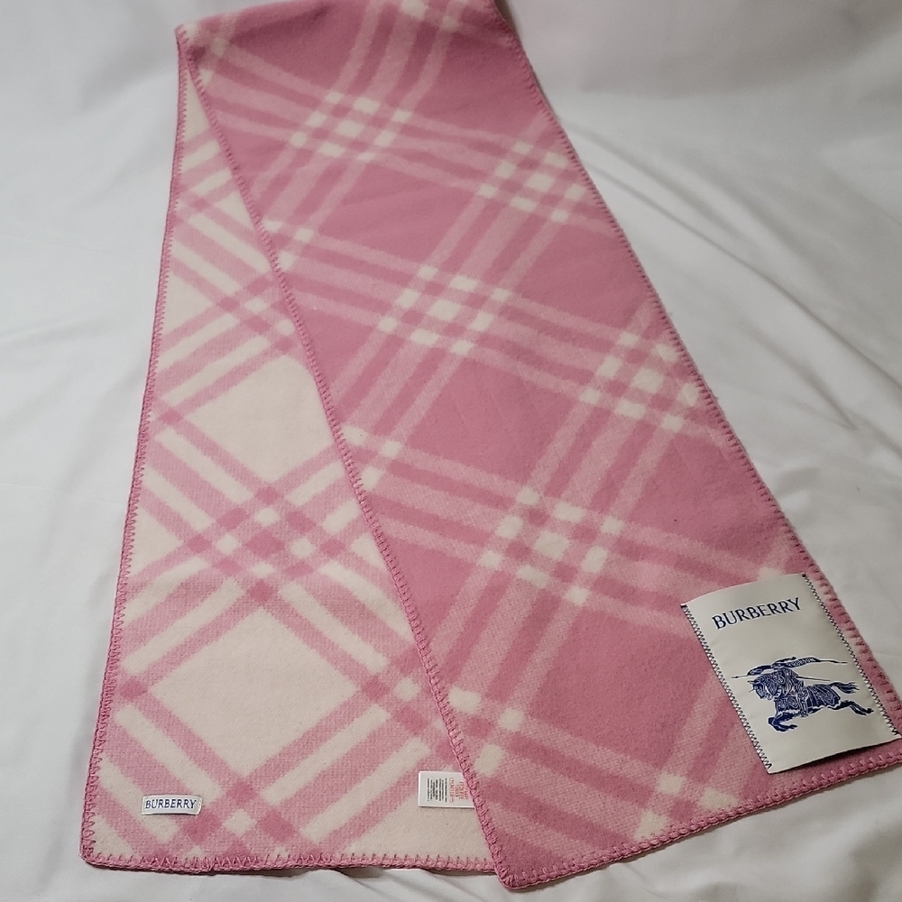 Burberry Pink and Cream Checkered Scarf